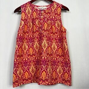 Loft Paisley Blouse Tank Top Colorful Sleeveless Summer Ruched Textured Small